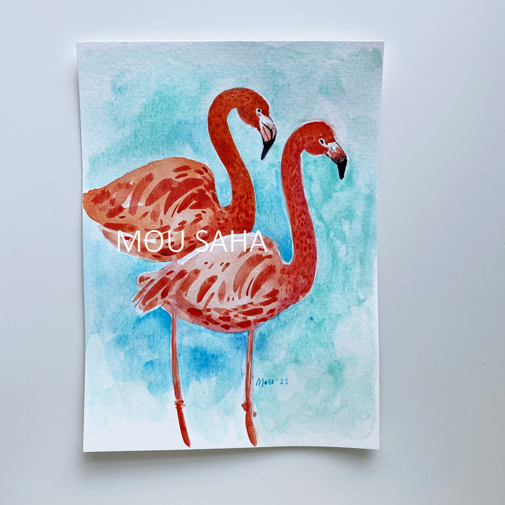 Stationary Set, Flamingo Watercolor